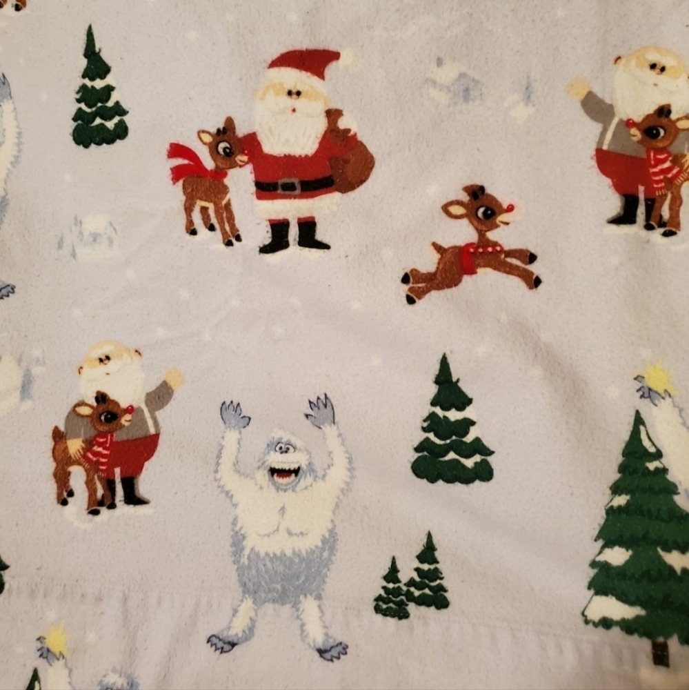Pottery Barn Rudolph the Red Nosed Reindeer flannel full bedsheet set